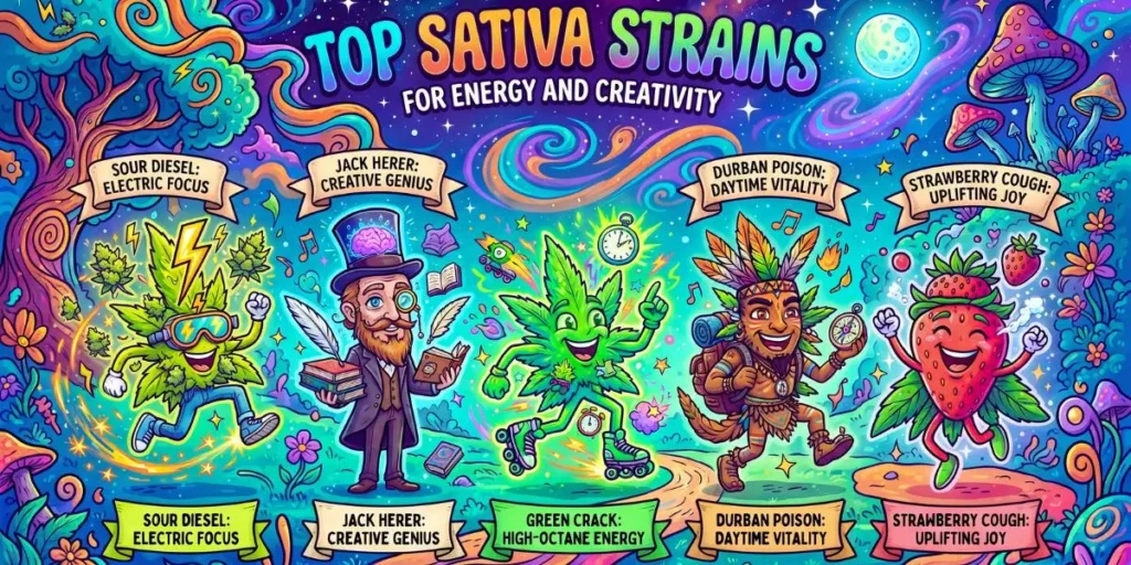 Top Sativa Strains for Energy and Creativity: Our 2026 Favourites